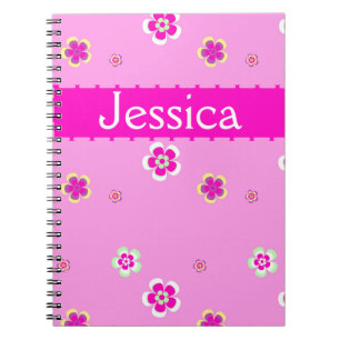 Gepersonaliseerde Bloemen patroon met naam Notebook