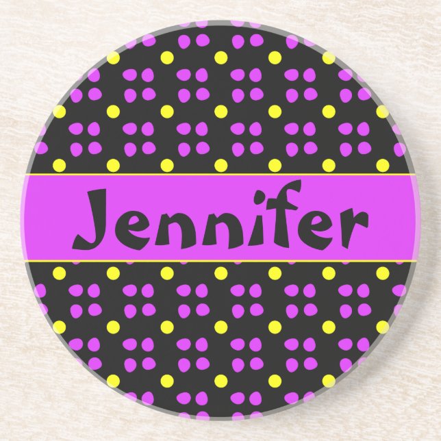 Gepersonaliseerde Stippen patroon Coaster (Front)