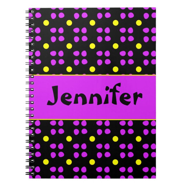 Gepersonaliseerde Stippen patroon Notebook (Front)