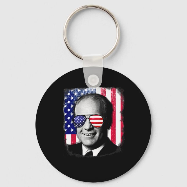 Gerald Ford Us Flag 4th Of July  Key Ring (Front)