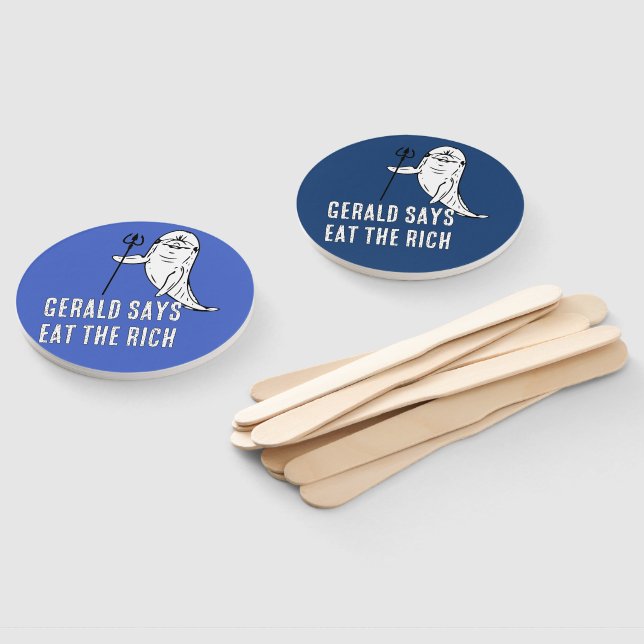 Gerald says Eat the Rich Hand Fan (Non-assembled)