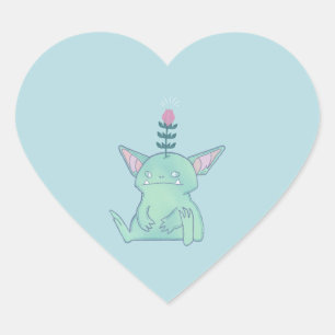 Gerald the Goblin Cute Grumpy Fantasy Creature Heart Sticker