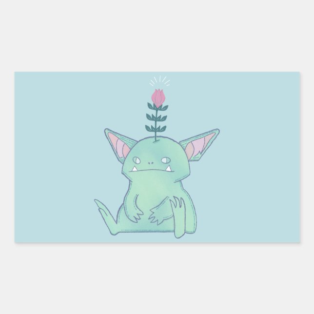 Gerald the Goblin | Cute Grumpy Fantasy Creature  Rectangular Sticker (Front)