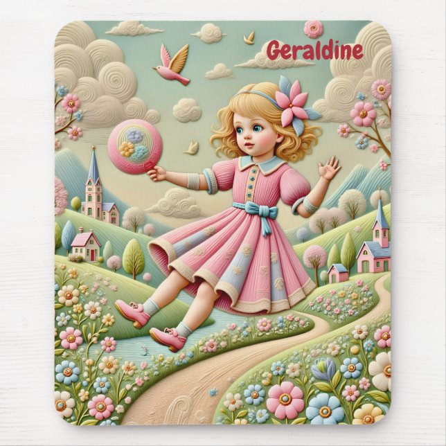GERALDINE ~ Pastel Embroidery ~ Mousepad (Front)