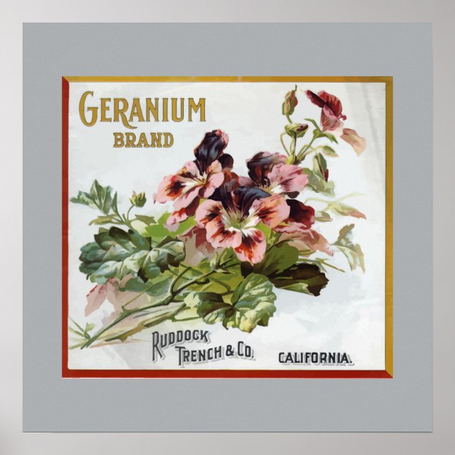 Geranium Brand Fruit Crate Label Poster (Front)