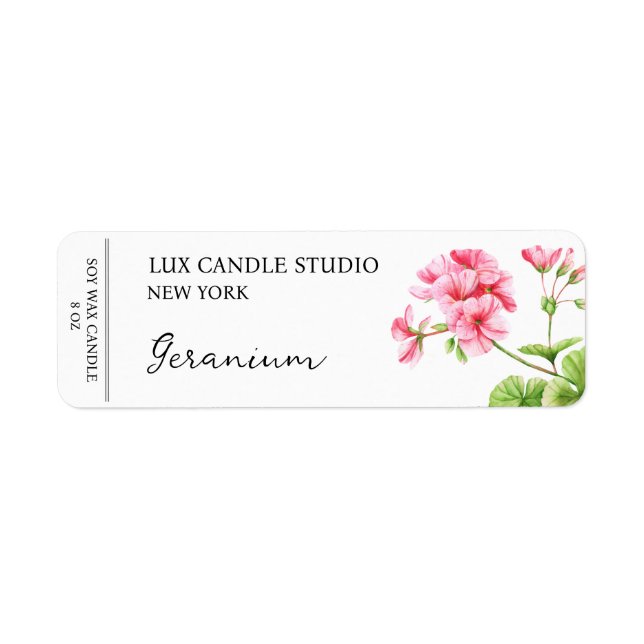 Geranium Candle Label (Front)