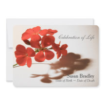 Geranium Celebration of Life Funeral Announcement