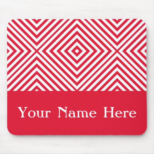 Geranium Diamond Chevron with custom name Mouse Mat (Front)