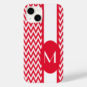 Geranium Elegant Chevron Design with monogram Case-Mate iPhone 14 Case