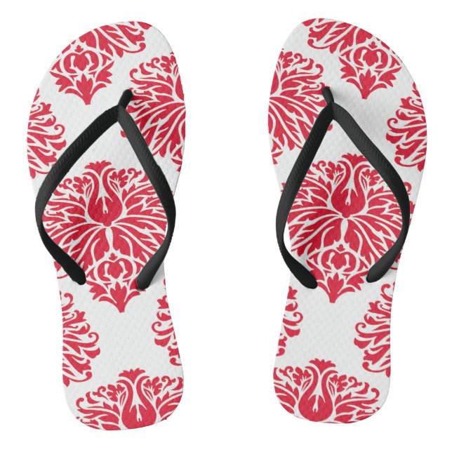 Geranium Elegant Damask Flip Flops (Footbed)