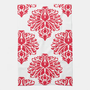 Geranium Elegant Damask Tea Towel
