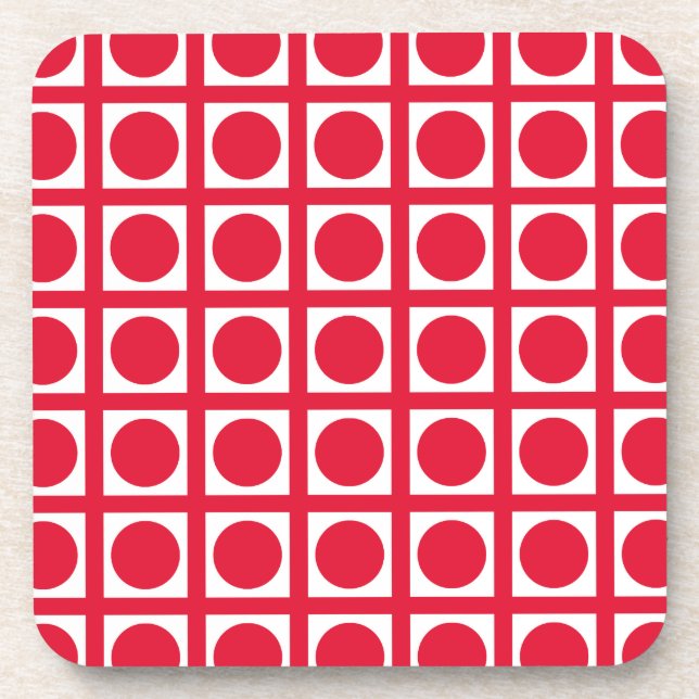 Geranium Elegant Grid Dots Coaster (Front)