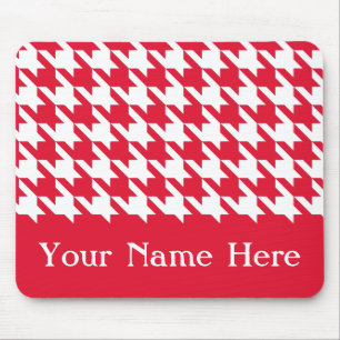Geranium Elegant Houndstooth with custom name Mouse Mat