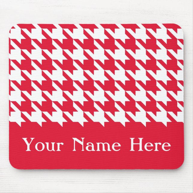 Geranium Elegant Houndstooth with custom name Mouse Mat (Front)