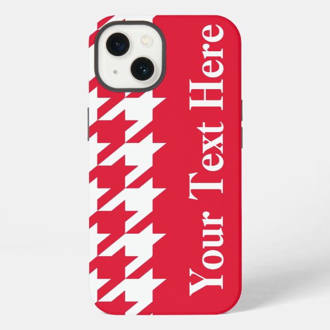 Geranium Elegant Houndstooth with custom text iPhone Case (Back)
