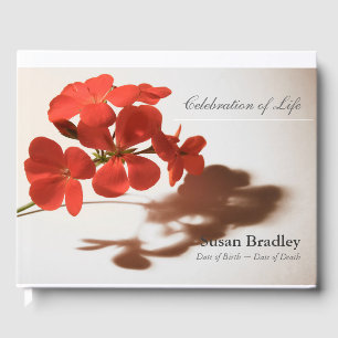 Geranium Floral Photography Funeral Guest Book