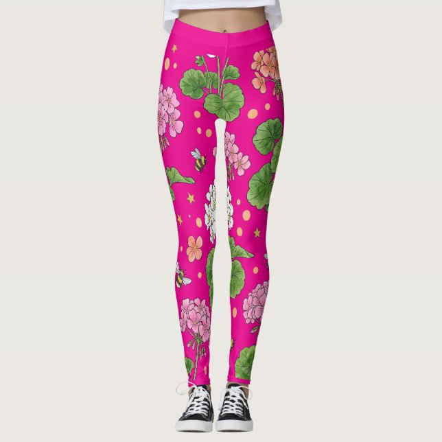 Geranium Flower Leggings (Front)