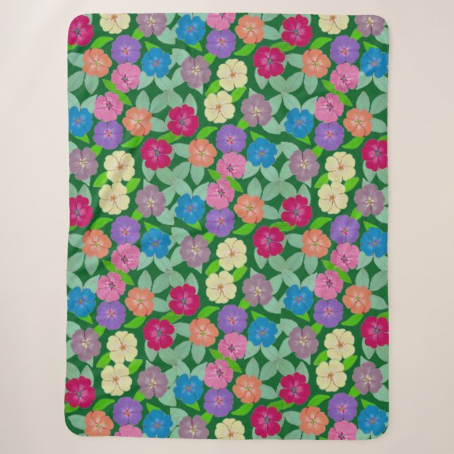 Geranium Flower Sherpa Blanket (Front)