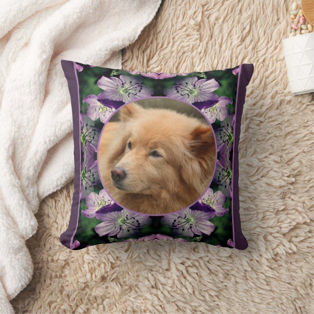 Geranium Flowers Frame Create Your Own Pet Photo Cushion (Blanket)