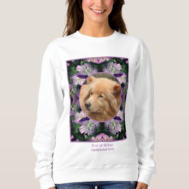 Geranium Flowers Frame Create Your Own Pet Photo Sweatshirt (Front)