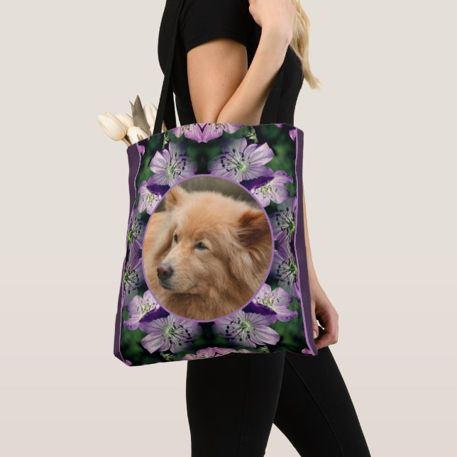 Geranium Flowers Frame Create Your Own Pet Photo Tote Bag (Close Up)