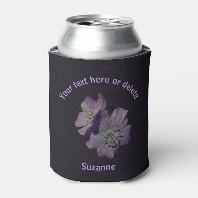 Geranium Flowers Personalised  Can Cooler (Can Front)