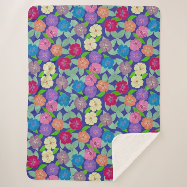 Geranium Flowers Sherpa Blanket (Front)
