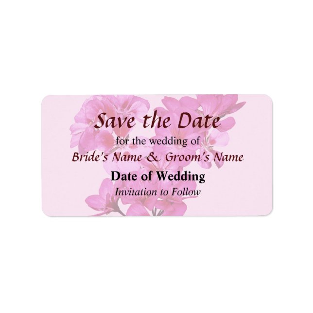 Geranium Heart Save the Date Label (Front)