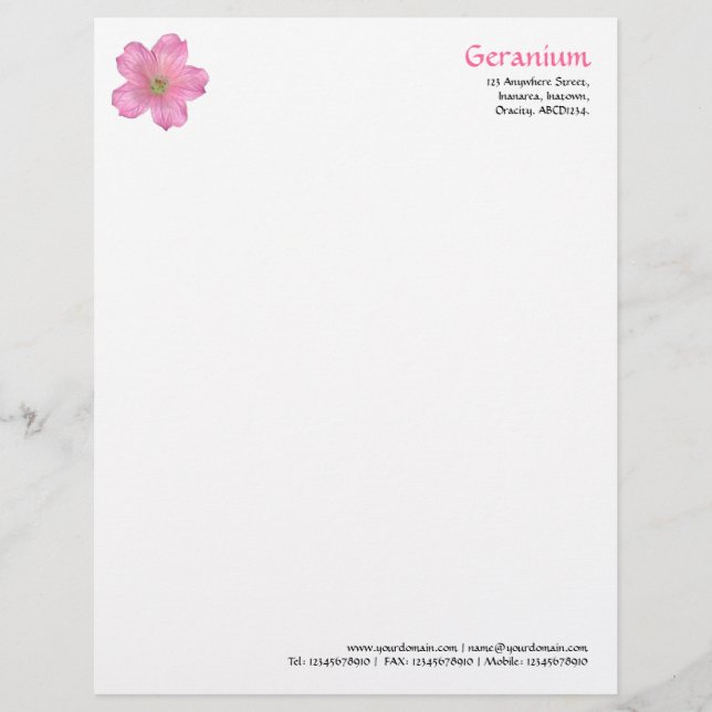 Geranium Letterhead Template (Front)