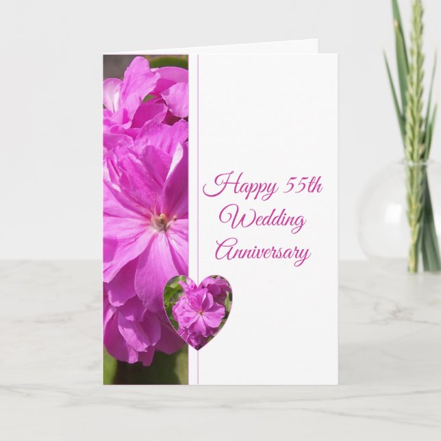 Geranium Personalised 55th Wedding Anniversary Card (Front)