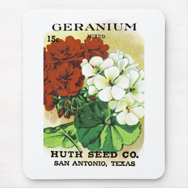 Geranium Seed Packet Label Mouse Mat (Front)