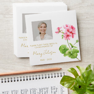 Geranium Simple Photo Funeral Seed Envelope