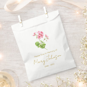 Geranium Simple Seed packet Funeral Favour Bags