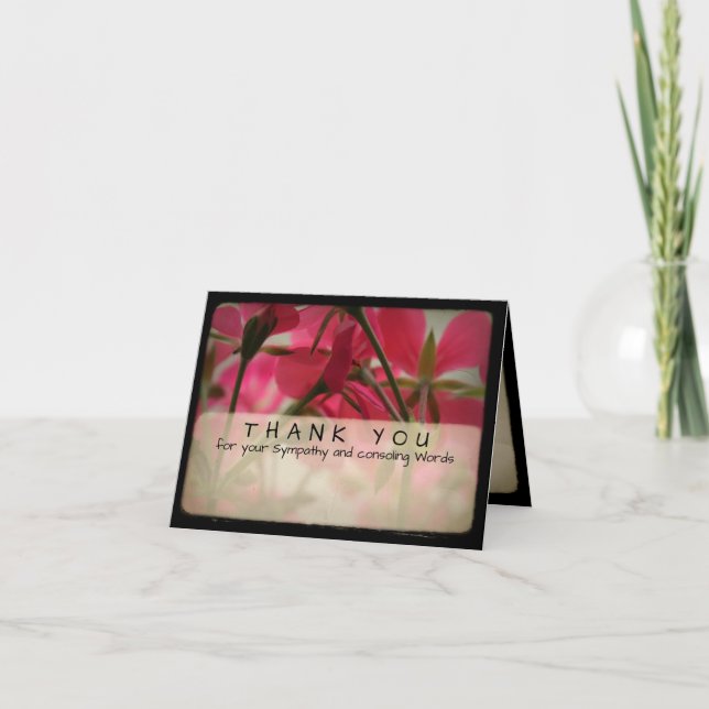 Geranium Vintage Photo Sympathy Thank You NoteC 6 (Front)