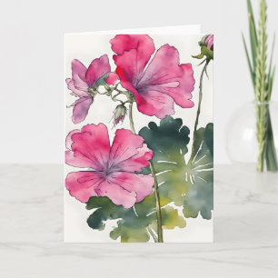 Geranium - Watercolor flowers Card