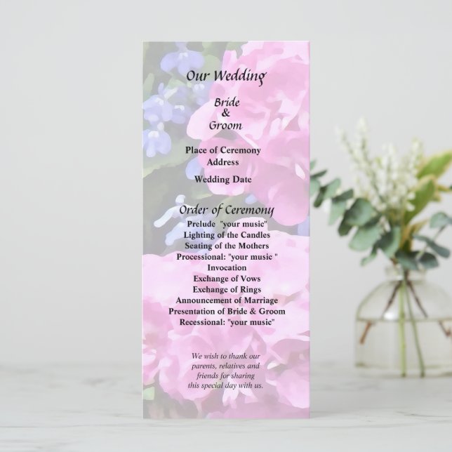 Geraniums and Periwinkle Programme (Standing Front)