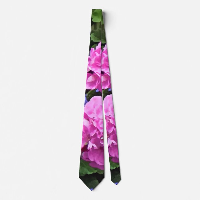 Geraniums and Periwinkle Tie (Front)
