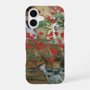 Geraniums by Childe Hassam, Vintage Impressionism iPhone 16 Case