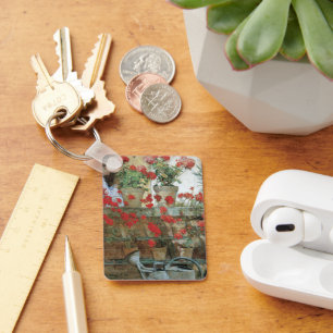 Geraniums by Childe Hassam, Vintage Impressionism Key Ring