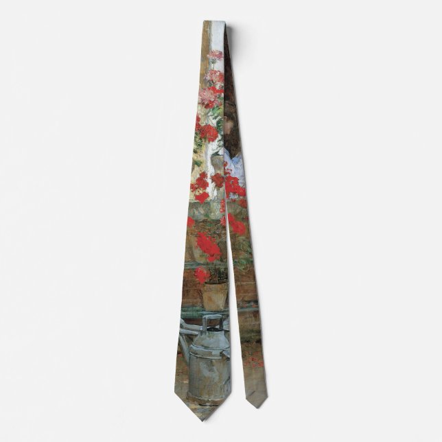 Geraniums by Childe Hassam, Vintage Impressionism Tie (Front)