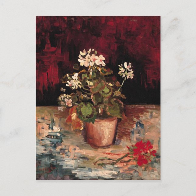 Geraniums in a Flowerpot, Van Gogh Fine Art Postcard (Front)