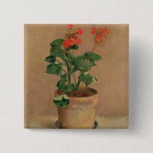 Geraniums in a Pot, c.1905 (oil on canvas) 15 Cm Square Badge