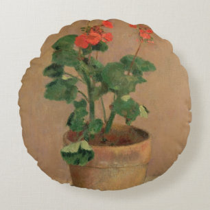 Geraniums in a Pot, c.1905 (oil on canvas) Round Cushion