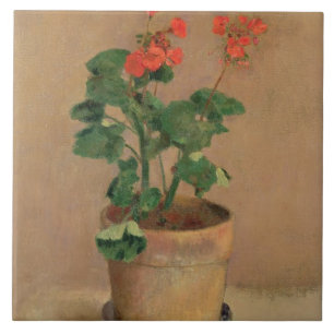 Geraniums in a Pot, c.1905 (oil on canvas) Tile