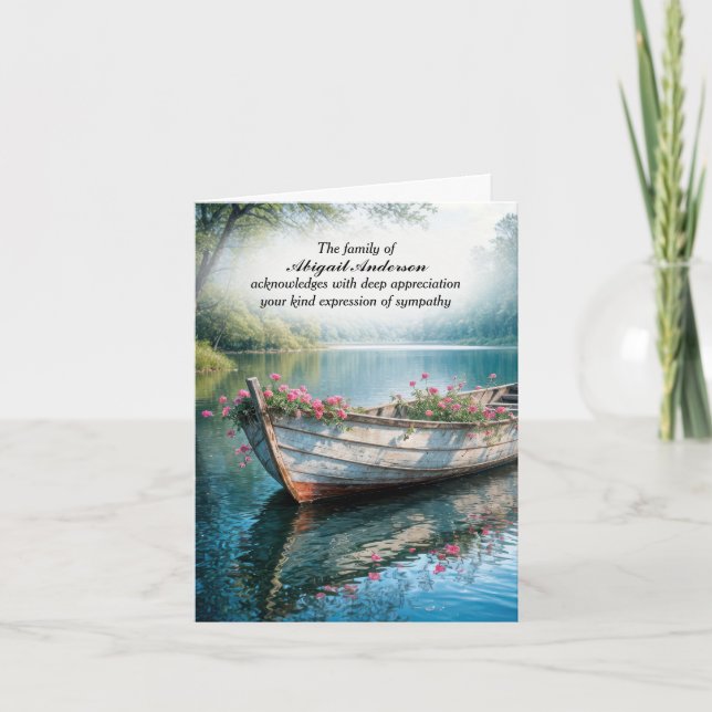 Geraniums In Old Rowboat Sympathy Thank You Card (Front)