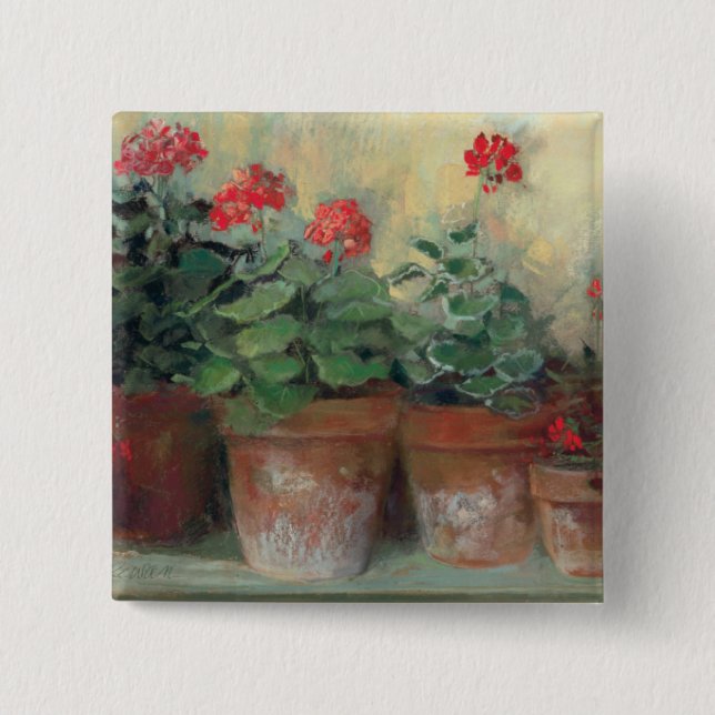 Geraniums in Pots 15 Cm Square Badge (Front)