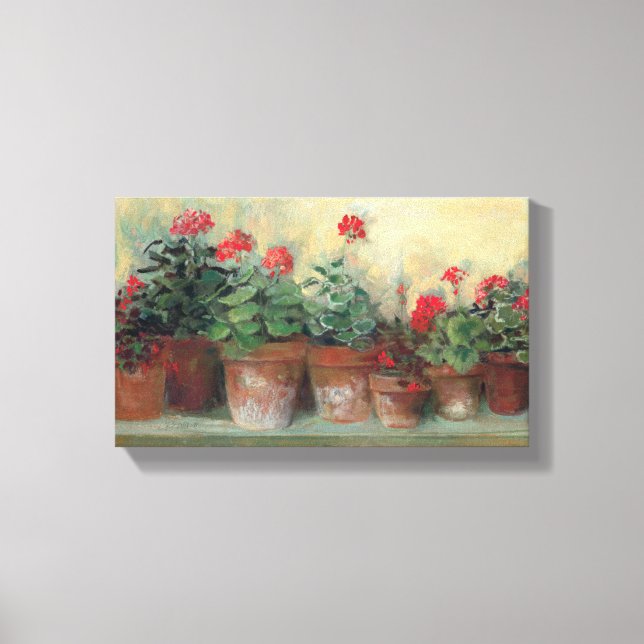 Geraniums in Pots Canvas Print (Front)