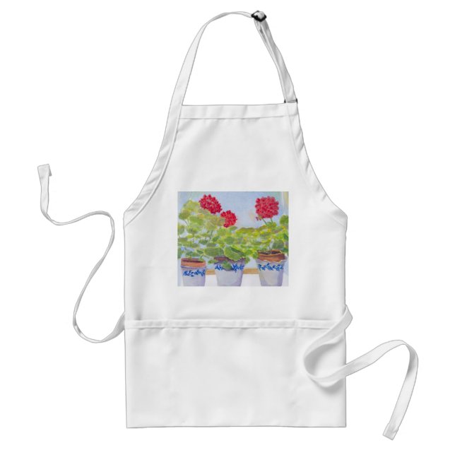 Geraniums in Salmon Falls Pottery Apron (Front)