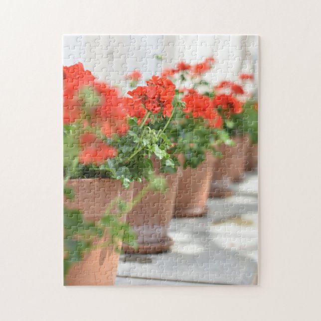 Geraniums Potted Plants Kew Gardens London UK Jigsaw Puzzle (Vertical)
