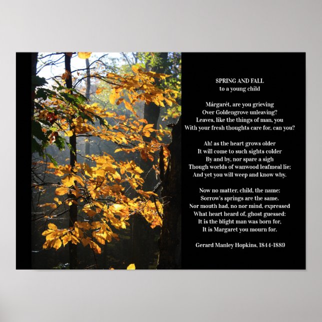 Gerard Manley Hopkins Spring and Fall Poem Poster (Front)
